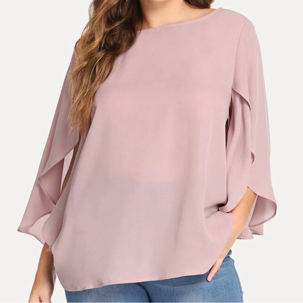 SHEIN Dusty Pink Blouse with Overlap Sleeve
